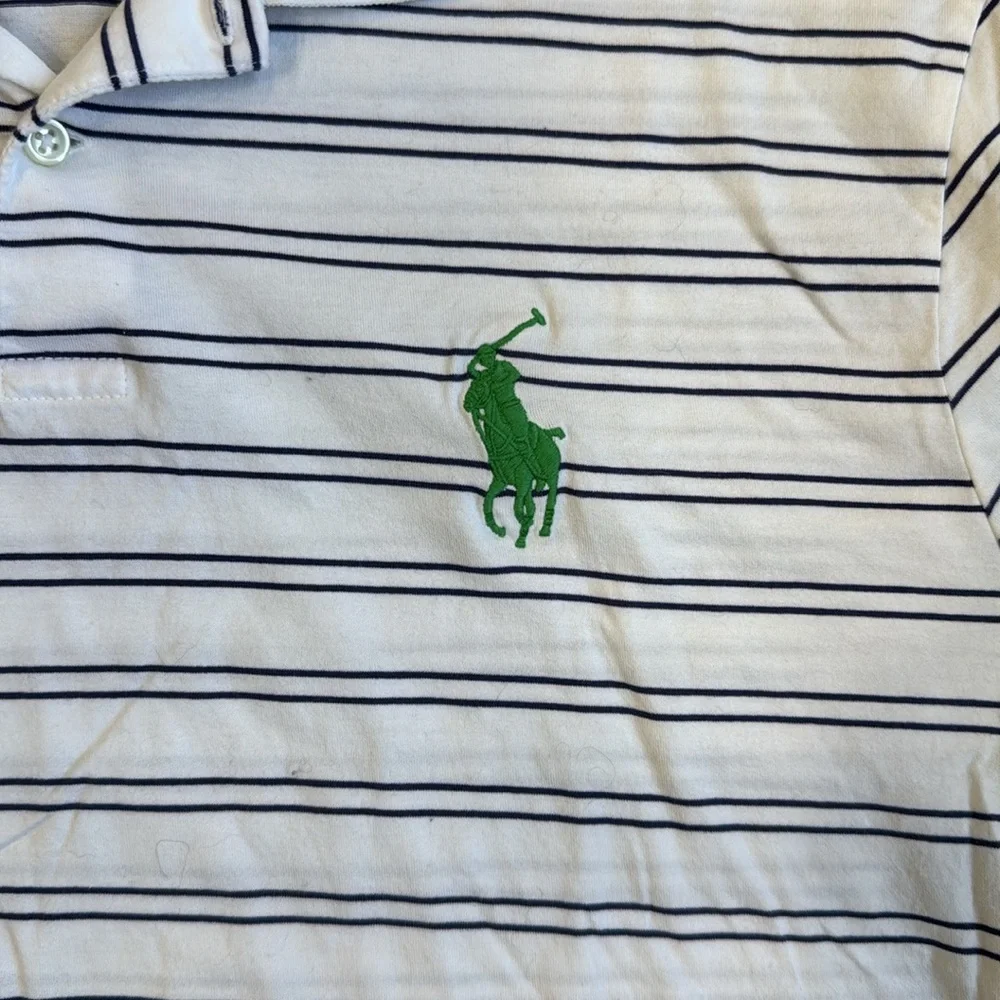 EUC Ralph Lauren Polo Shirt Large White Green Big Pony Outdoors 3 RLPC Rugby - Picture 2 of 9